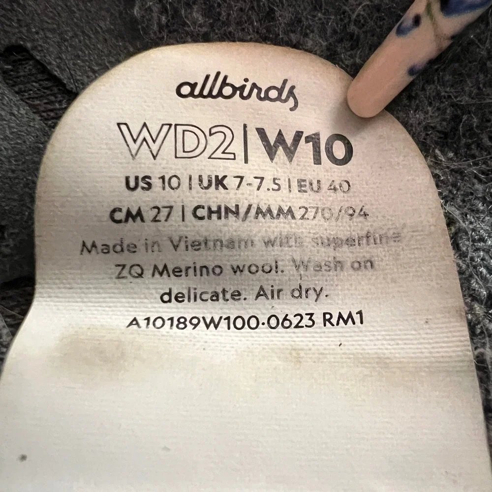 Allbirds Women's Wool Dasher 2 Mizzle WD2 Natural‎ Black Running Shoes W10